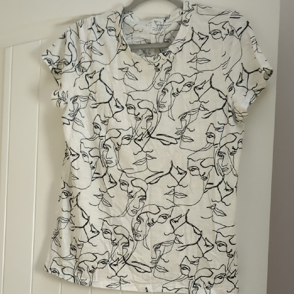 Abstract Face Print T-Shirt